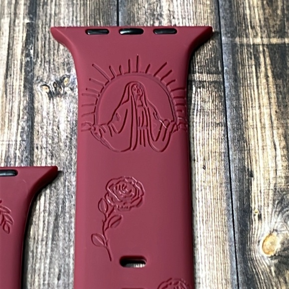 5for$10 42/44/45mm Large Maroon Red Holy Mary She Will Not Fall IWatch Watchband - Picture 3 of 5